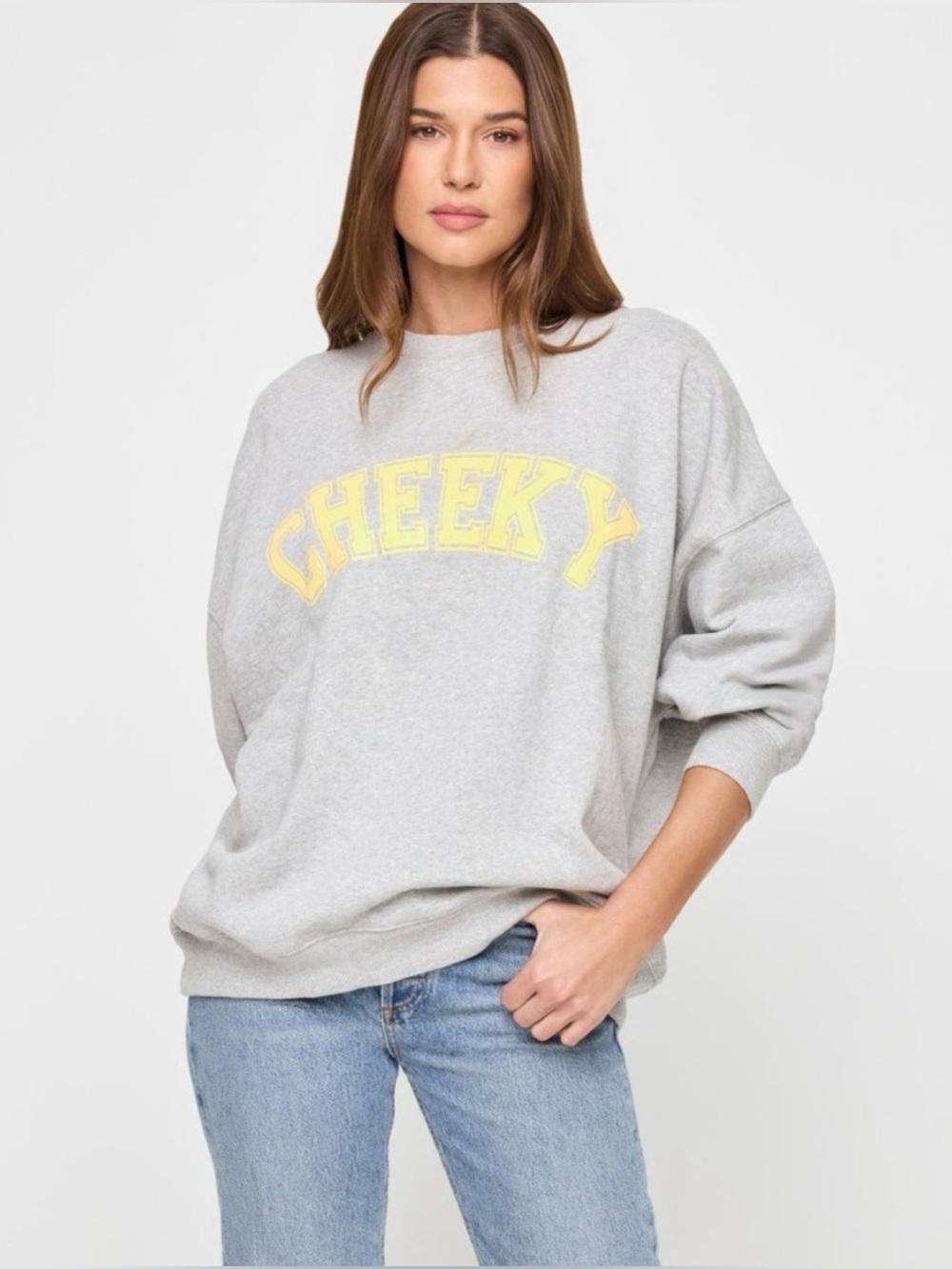 l*space SOLD OUT Cheeky Crewneck Sweatshirt in Light Gray and Yellow
